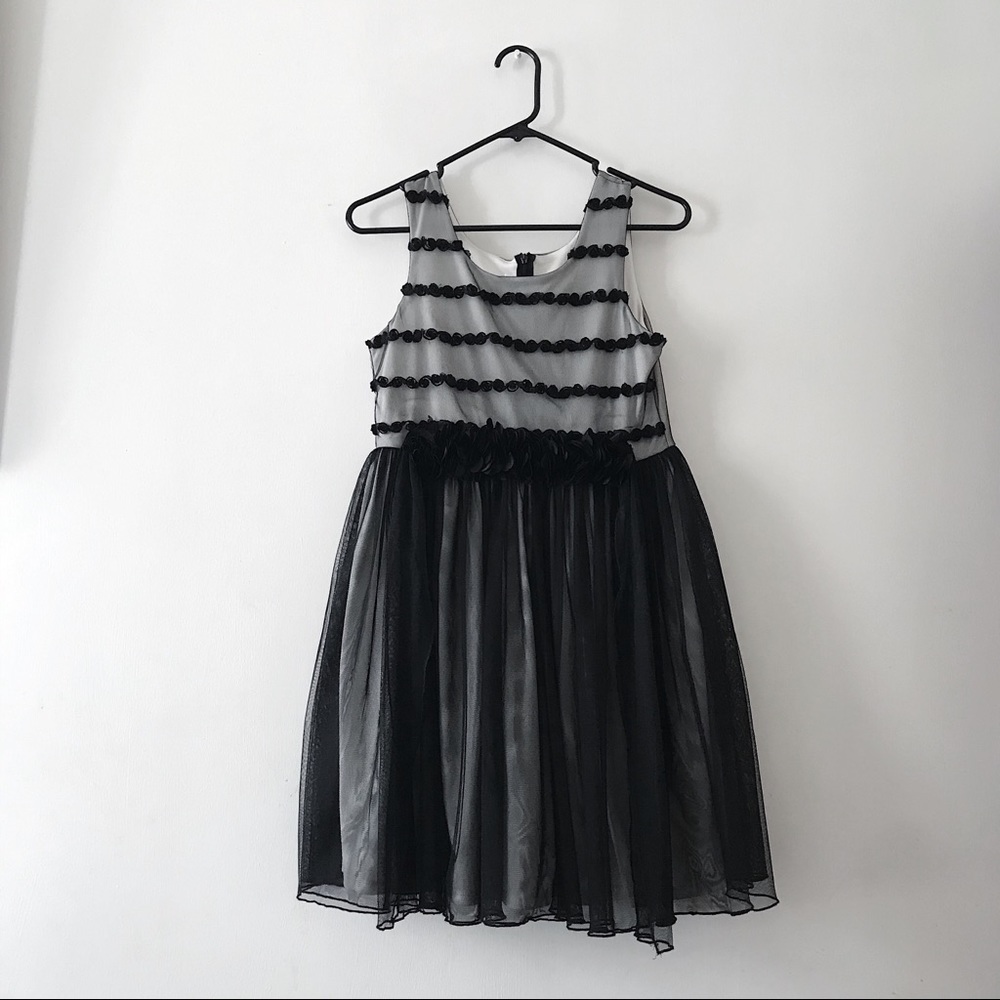 Bonnie Jean Girls Black Formal Flowers Dress